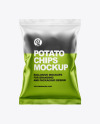 Frosted Bag With Corrugated Black Potato Chips Mockup