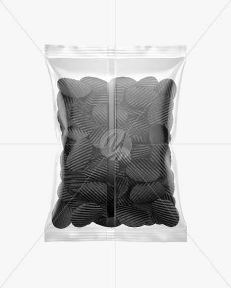 Bag With Corrugated Black Potato Chips Mockup