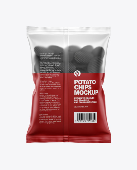 Matte Bag With Corrugated Black Potato Chips Mockup