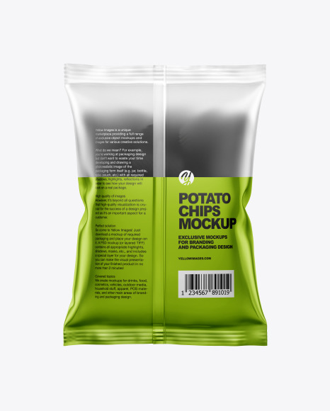 Frosted Bag With Corrugated Black Potato Chips Mockup