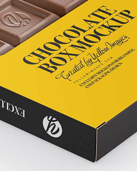 Glossy Chocolate Box W/ Window Mockup - Half Side View