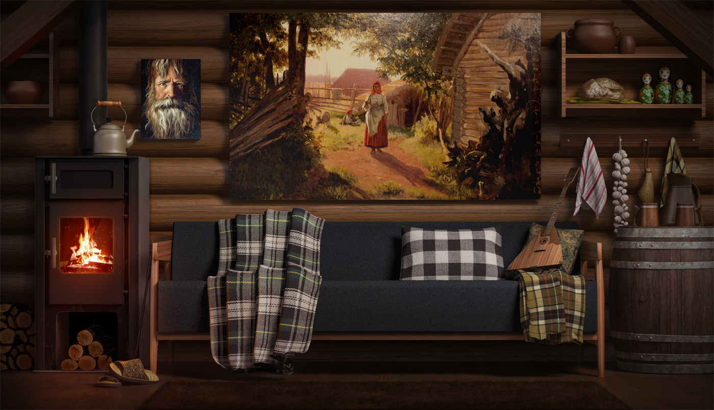 Poster in the Countryside Interior Mockup