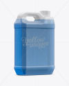 Transparent Plastic Jerrycan with Liquid Mockup - Halfside Back View