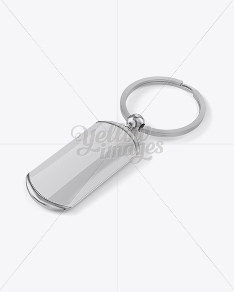 Glossy Keyring Mockup - Halfside View (High-Angle Shot)