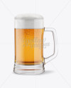 Tankard Glass Mug with Lager Beer Mockup