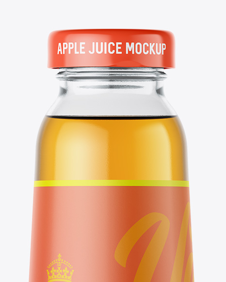 300ml Clear Glass Bottle with Apple Juice Mockup - Free Download Images