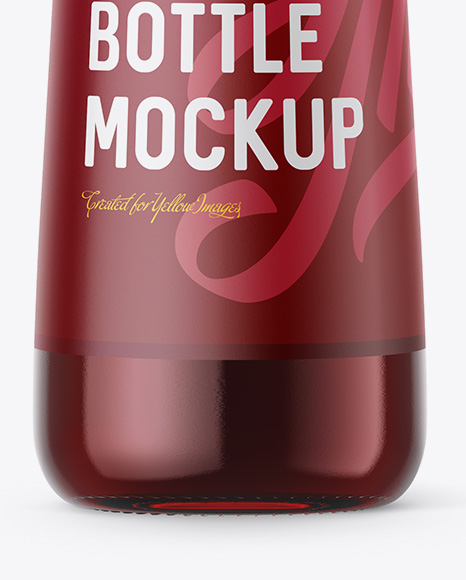 300ml Clear Glass Bottle with Dark Red Drink Mockup