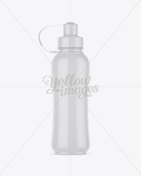 Glossy Sport Bottle Mockup - Front View