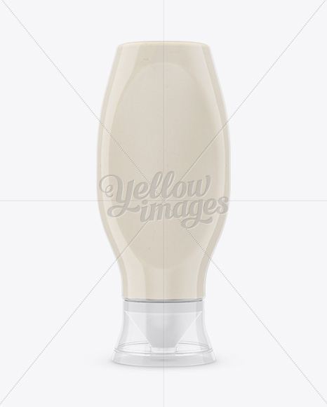 Transparent Plastic Bottle with Sauce Mockup - Front View