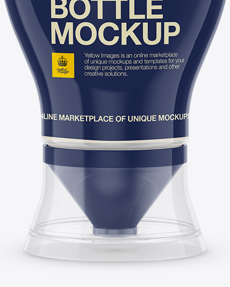 Transparent Plastic Bottle with Sauce Mockup - Front View