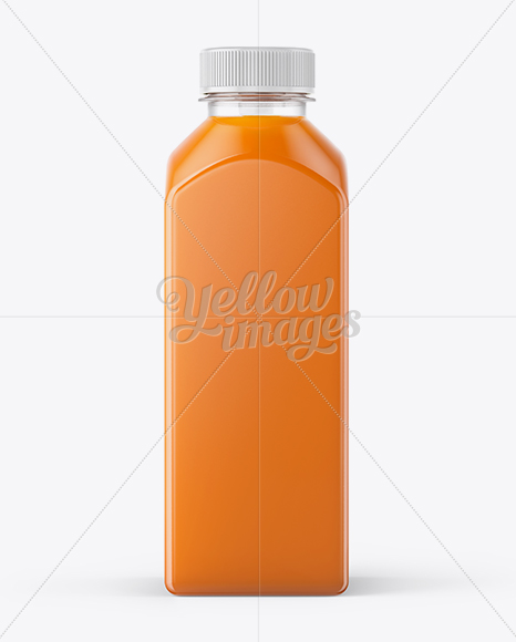 Square Carrot Juice Bottle Mockup