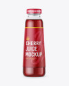 300ml Clear Glass Bottle with Cherry Juice Mockup