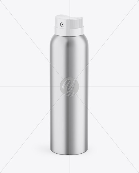 Glossy Metallic Aerosol Spray Bottle Mockup