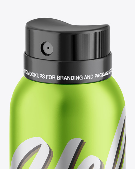 Glossy Metallic Aerosol Spray Bottle Mockup