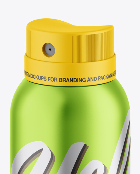 Glossy Metallic Aerosol Spray Bottle Mockup