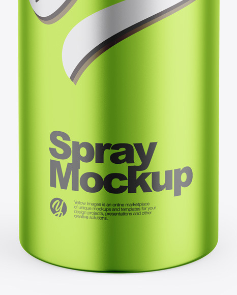 Glossy Metallic Aerosol Spray Bottle Mockup