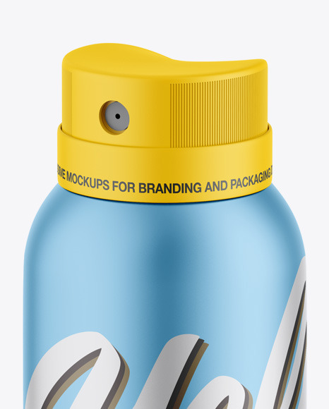 Matte Metallic Aerosol Spray Bottle Mockup