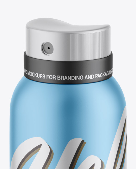 Matte Metallic Aerosol Spray Bottle Mockup