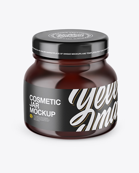 Amber Cosmetic Jar Mockup – High-Angle Shot - 50ml+Matte+Cream+Jar+Mockup+High+Angle+Shot+In+Jar+Mockups+On