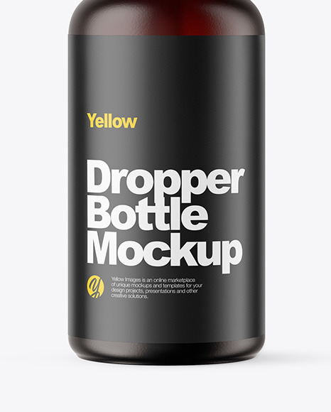 Frosted Amber Dropper Bottle W/ Shrink Sleeve Mockup