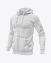 Melange Men's Full-Zip Hooded Sweatshirt Mockup