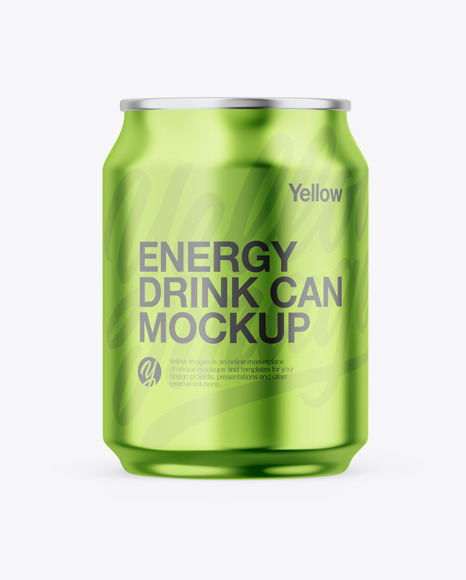 Glossy Metallic Can Mockup - Energy drink can mockup