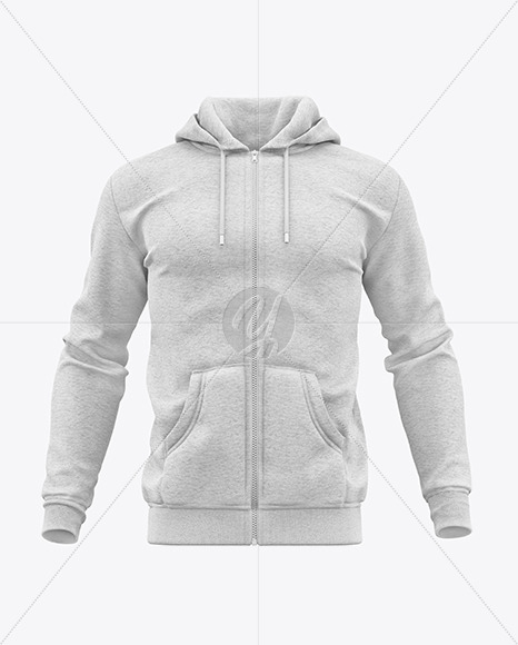 Melange Men&#039;s Full-Zip Hooded Sweatshirt Mockup