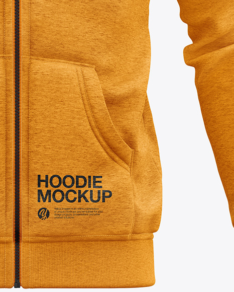 Melange Men's Full-Zip Hooded Sweatshirt Mockup