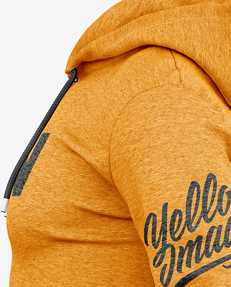 Melange Men's Full-Zip Hooded Sweatshirt Mockup