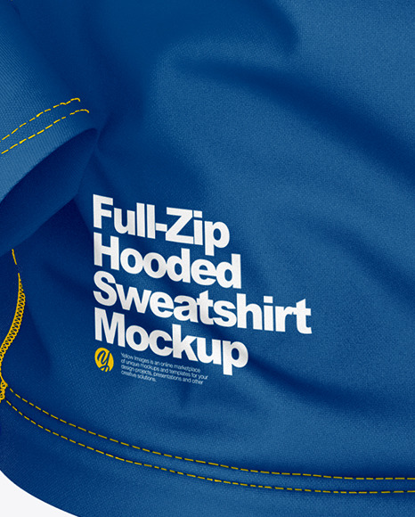 Full-Zip Hooded Sweatshirt Mockup – Front Half Side View