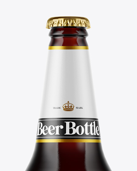 Dark Amber Glass Beer Bottle Mockup