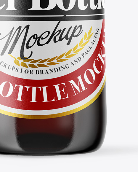 Dark Amber Glass Beer Bottle Mockup