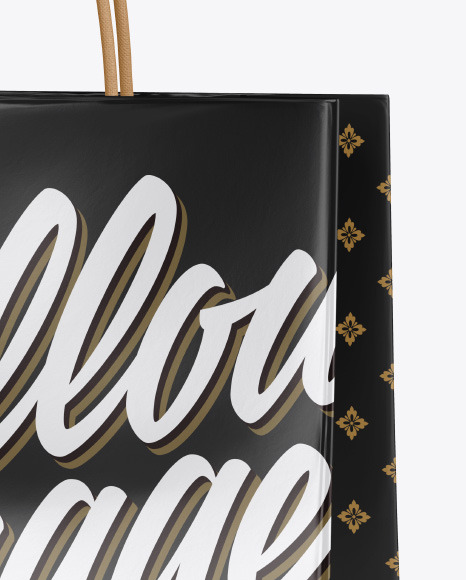 Glossy Shopping Bag w/ Rope Handles Mockup