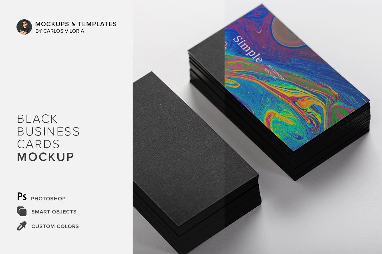 Black Business Card Mockup