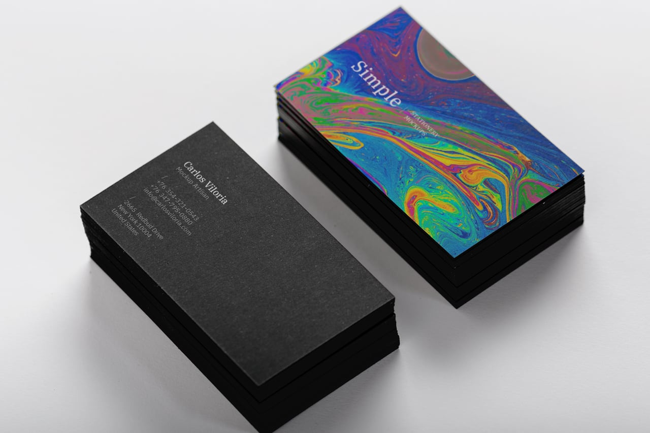 Black Business Card Mockup