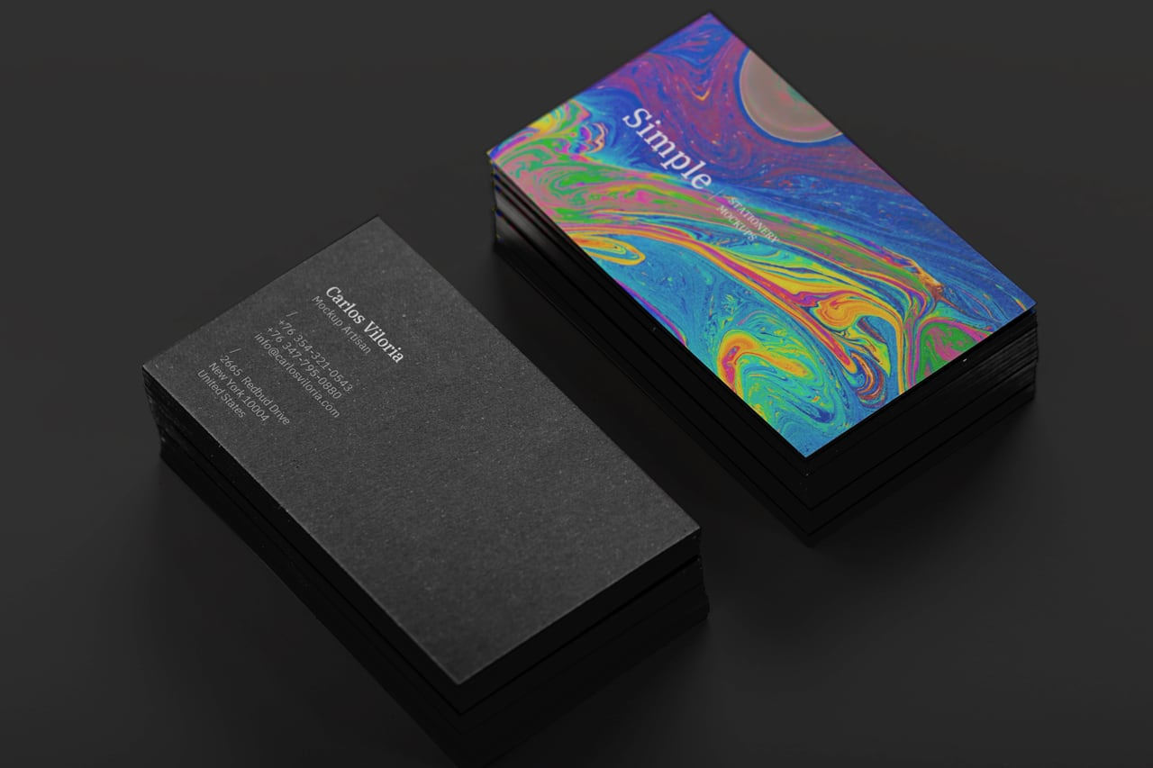 Black Business Card Mockup