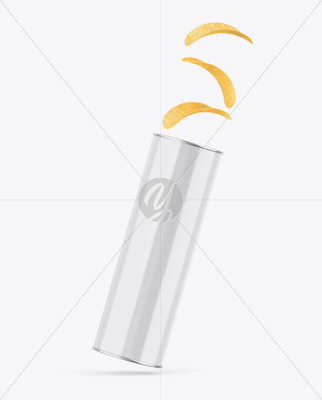 Glossy Snack Tube w/ Chips Mockup