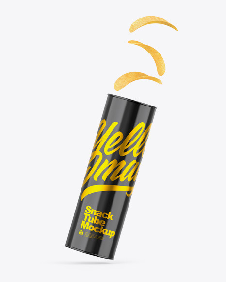 Glossy Snack Tube w/ Chips Mockup