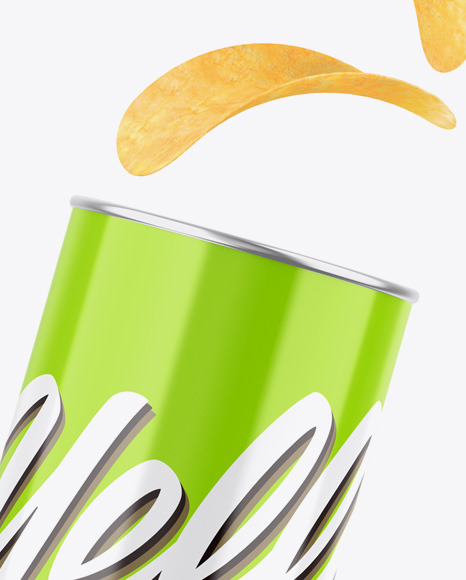 Glossy Snack Tube w/ Chips Mockup