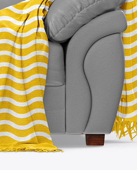 Couch with Pillow and Blanket Mockup