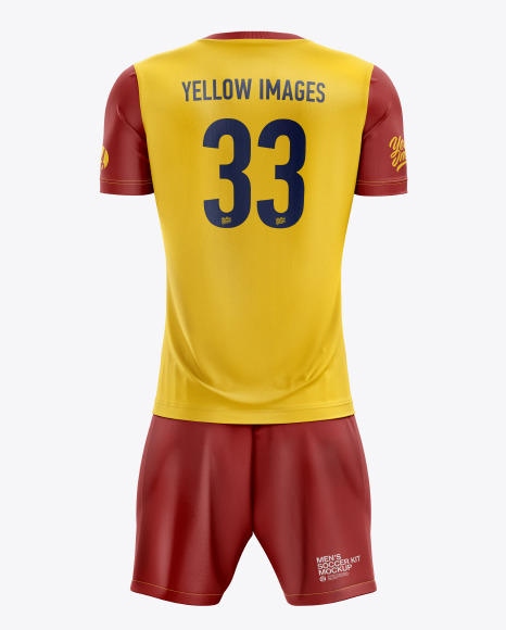 Men’s Full Soccer Kit with Crew Neck Jersey mockup (Back View)