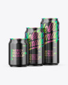 Three Glossy Metallic Cans Mockup