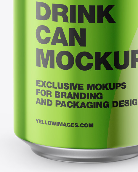 Glossy Metallic Drink Can Mockup