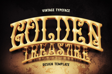 Golden Treasure font & template - Vector background