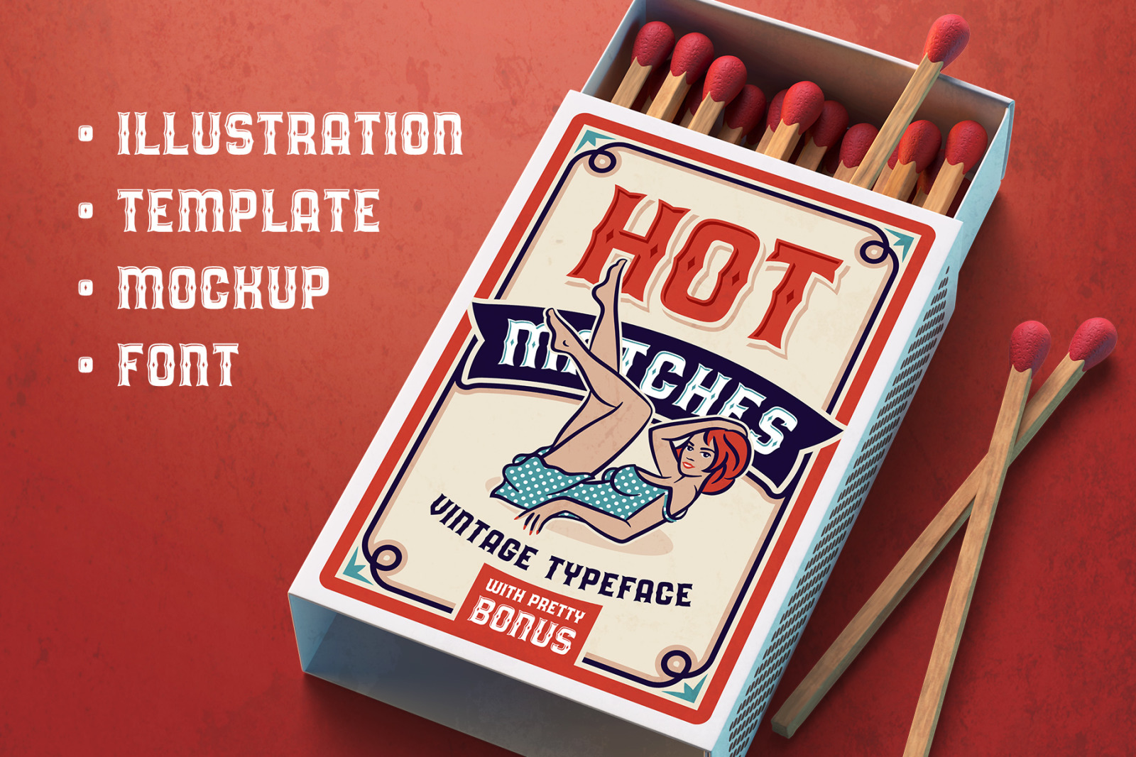 Hot Matches. Font, Mockup, Template!