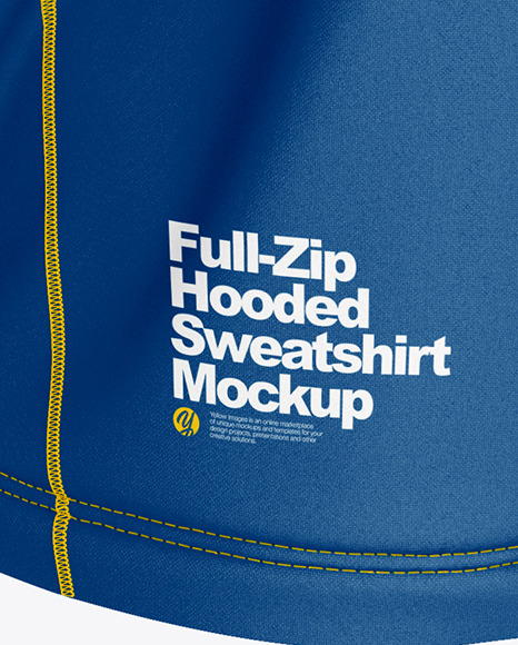 Full-Zip Hooded Sweatshirt Mockup - Back Half Side View