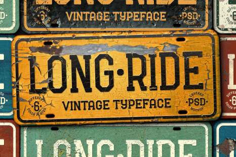 Long Ride. Font & Mockup - Vector background