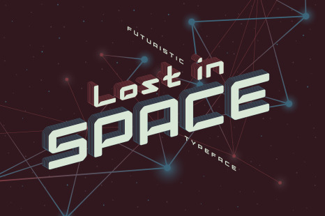 Lost in space. Futuristic typeface - Dark typeface