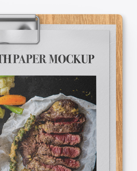 Wooden Clipboard w/ 2 Textured Papers Mockup