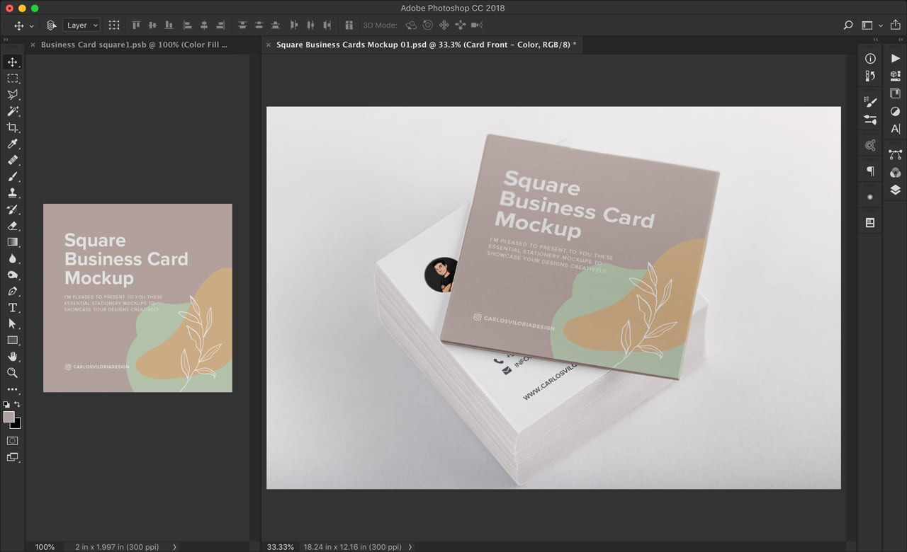 Square Business Cards Mockup 01